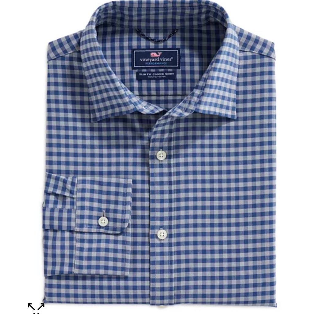 Vineyard Vines Performance Blue Check Slim Fit Cooper Shirt